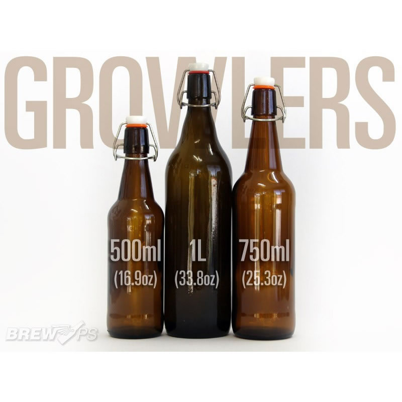 Growlers and Flip-Top Bottles Size Comparison